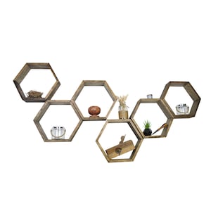 6 Honeycomb shelves, Hexagon Shelves, Geodesic Shelves, Geometric Shelves, Nursery Shelves, Hexagon shelf, Floating Shelf, Floating Shelves