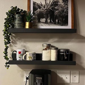 Black Rustic Picture Ledge: Handmade Floating Gallery Shelf