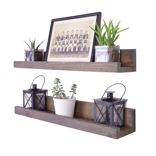 Rustic Wooden Picture Ledge: Floating Gallery Shelf