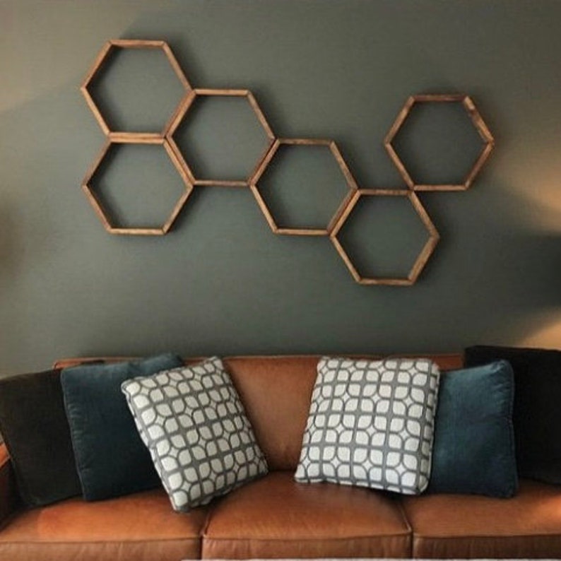 6 Hexagon shelves FREE SHIPPING Gifts for Her Floating Shelf Hexagon Shelf Wall Shelf Crystal Shelf Rustic Shelf image 4