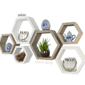 3 Hexagon Shelves - Honeycomb Shelf - Hexagon Shelf - Nursery Room - Floating Shelves - Modern Shelves - Gifts for Her - Hexagon Shelves
