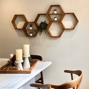 6 Hexagon shelves FREE SHIPPING Gifts for Her Floating Shelf Hexagon Shelf Wall Shelf Crystal Shelf Rustic Shelf image 3