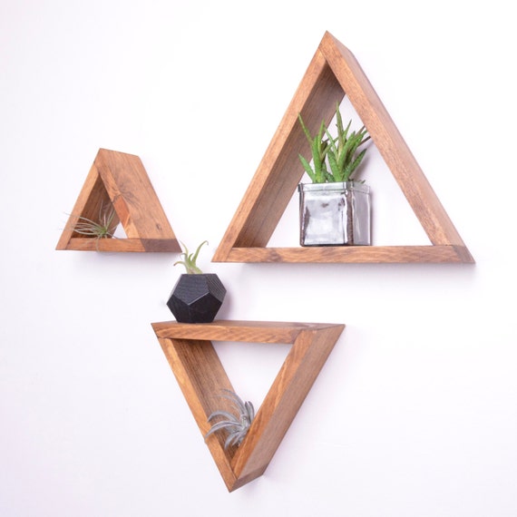 Set Of 3 Triangle Shelves Honeycomb Hexagon Image 0