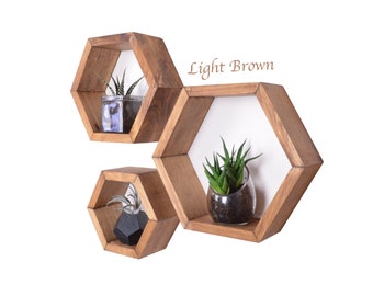 3 Hexagon Shelves | FREE SHIPPING | Gifts for Her | Gifts for Him | Hexagon Shelf | Crystal Shelf | Floating Shelf | Rustic Shelf