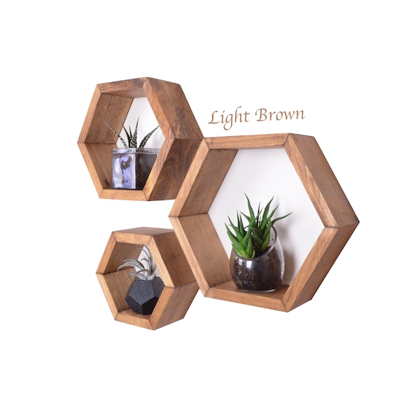 Estantes tipo panal: Juego de 3 estantes flotantes hexagonales geodésicos