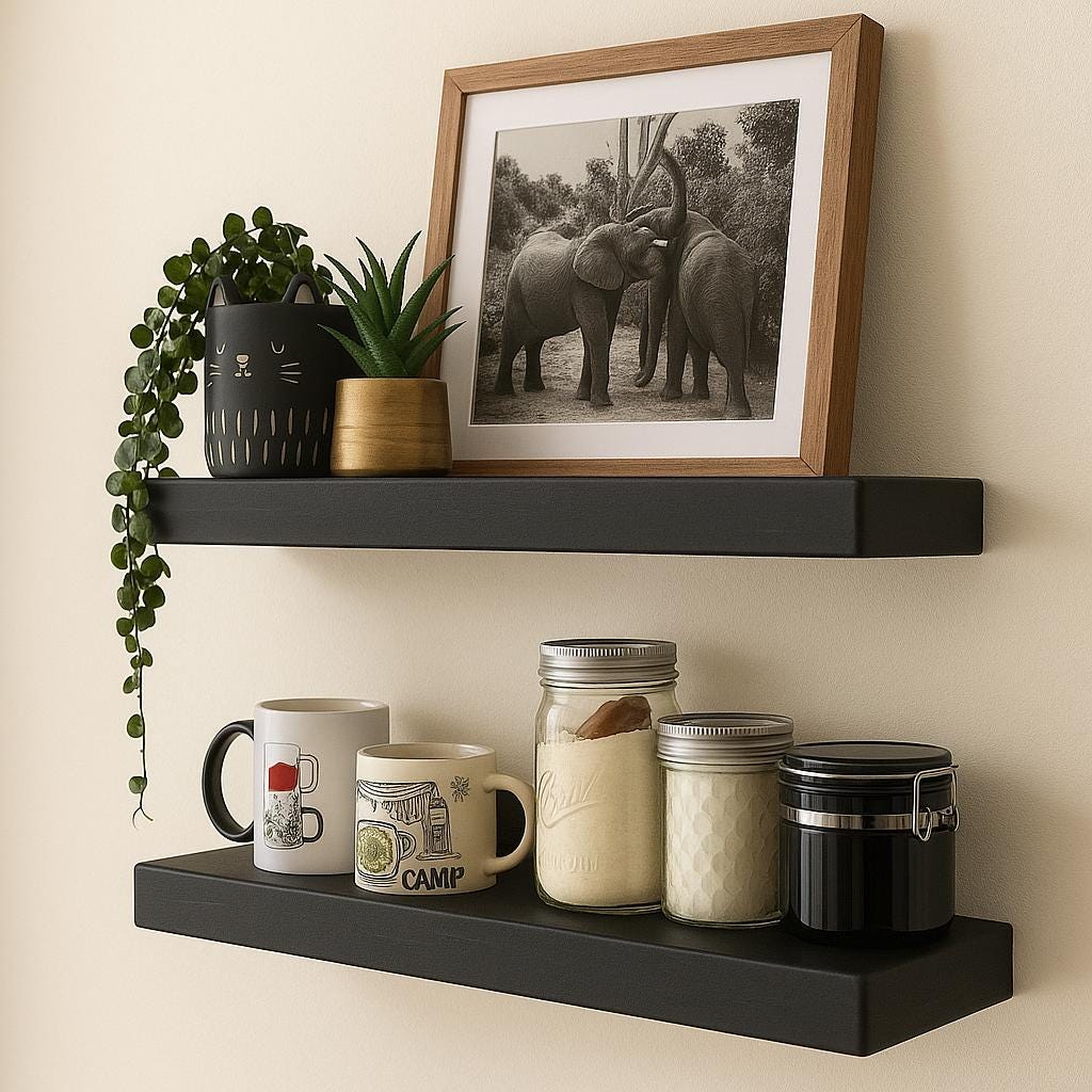 Extra Deep Wood Floating Shelf, 10