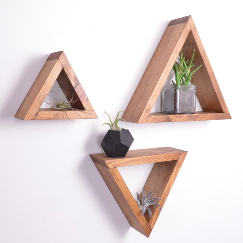 Set of 3 Triangle Shelves Shelves Hexagon Shelves Etsy