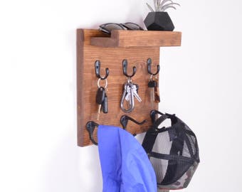 Wall organizer, coat rack, wall coat rack, mail organizer, coat rack shelf, mail holder, wood wall organizer, key hooks, entryway organizer