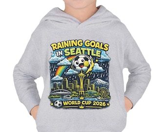 Fanático del fútbol juvenil, Seattle 2026 - Sudadera con capucha estampada de felpa para jóvenes