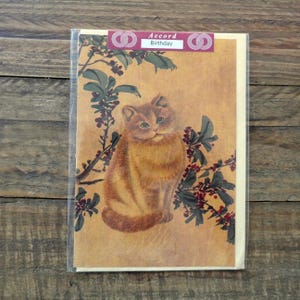 Vintage cat birthday card, unused happy birthday card