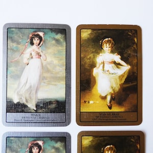 4 vintage playing cards, Regency girls, vintage swap cards