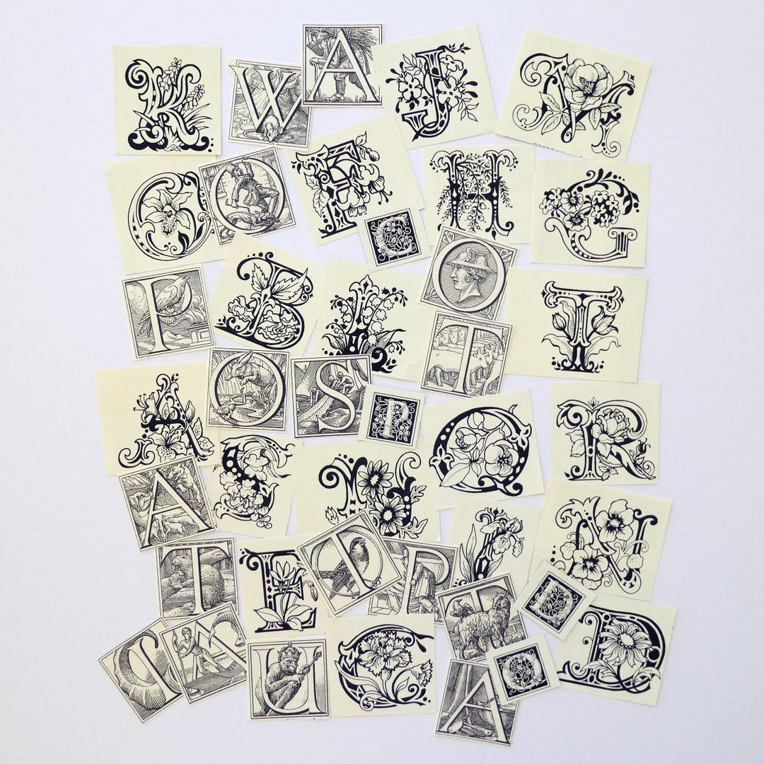 40 Decorative Alphabet Letters Paper Clippings Die Cut Style Paper Cuts ...