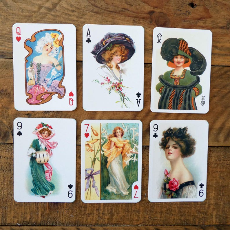Ladies Playing Card Set, Vintage Swap Cards, Collage, Scrapbooking - Etsy