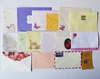 Pack of 16 mixed envelopes, vintage envelopes for journals