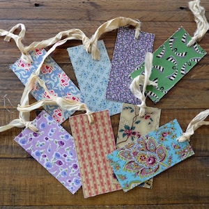 8 étiquettes cadeaux en tissu floral, étiquettes pour journaux