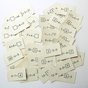 12 miniature mathematical flashcards, journal ephemera
