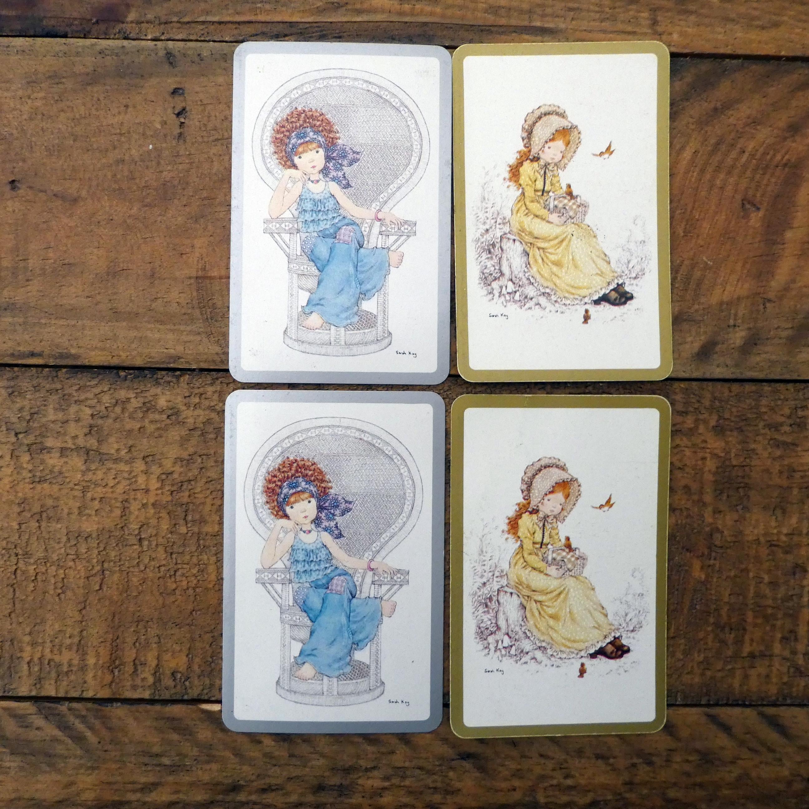 4 Vintage Sarah Kay Playing Cards, Vintage Swap Cards - Etsy