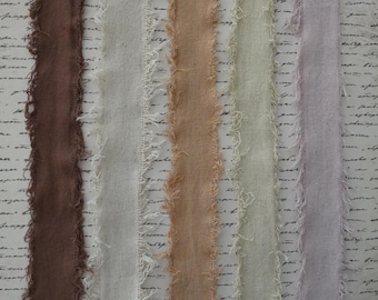 5 metres tattered cotton ribbon for journals, snippets, spines - natural colours