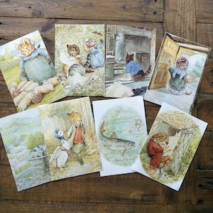 May include: A set of eight vintage postcards featuring illustrations of animals from Beatrix Potter's children's books. The postcards feature characters like Peter Rabbit, Jemima Puddle-Duck, and Mrs. Tiggy-Winkle.