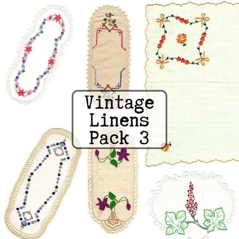 Vintage Linens Pack 3 Instant Download Printable JPEG - Etsy