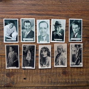 10 vintage film stars cigarette cards