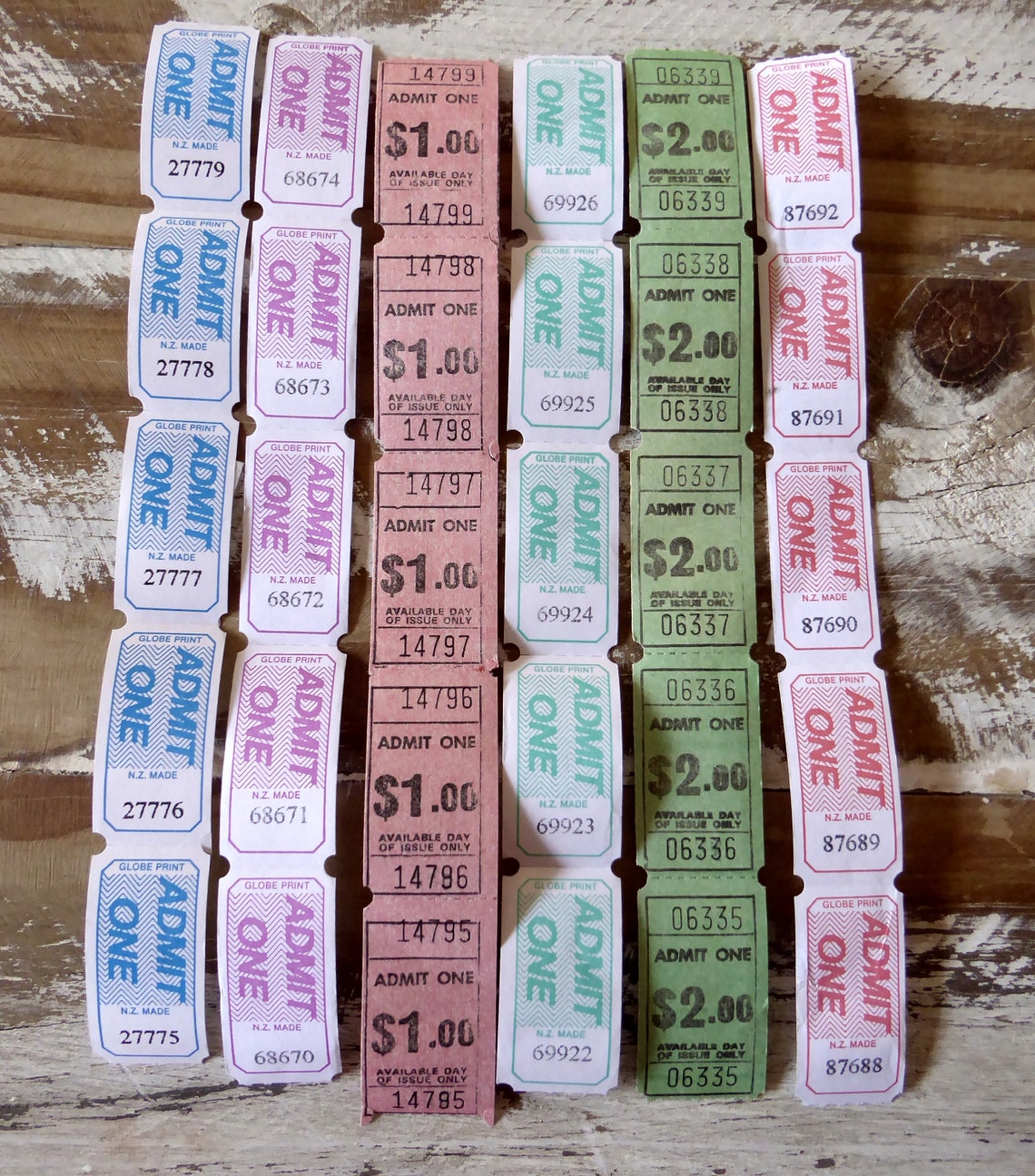 30 Vintage Pastels Admit One Tickets Etsy
