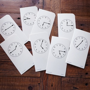 8 vintage time flash cards, journal ephemera