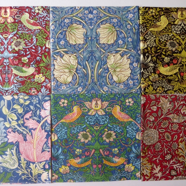 6 William Morris paper napkins for decoupage, scrapbooking, mixed media, collage, Pack #1