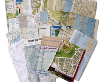 30 Piece Vintage Map Paper Pack, Scrapbooking Collage Supplies