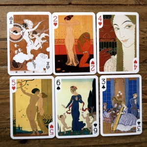 6 George Barbier artwork playing cards, swap cards
