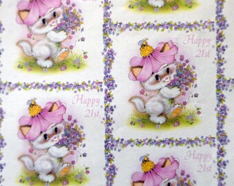 Vintage wrapping paper 21st birthday female