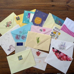 Pack of 16 mixed envelopes, vintage envelopes for journals