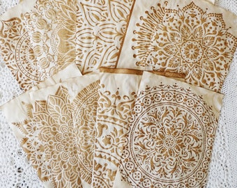 12 piece coffee dyed mandalas paper pack, A4 paper