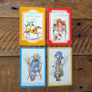 4 vintage playing cards Holly Hobbie, vintage swap cards