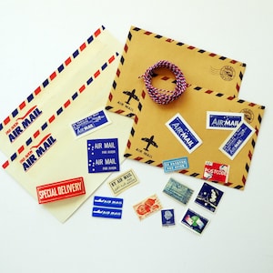 Airmail ephemera pack 22 pieces, vintage ephemera