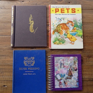 Hard book covers for journals, recycled vintage covers