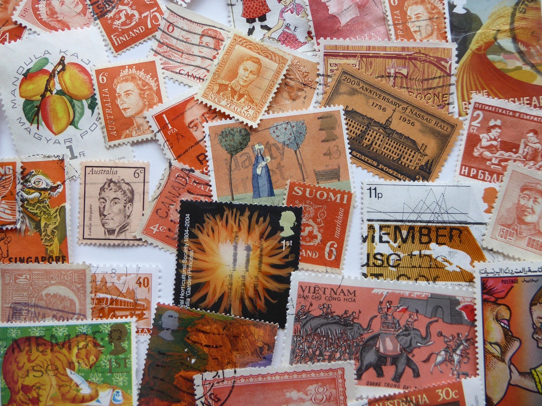 50 Orange Vintage Postage Stamps Mixed Lot - Etsy