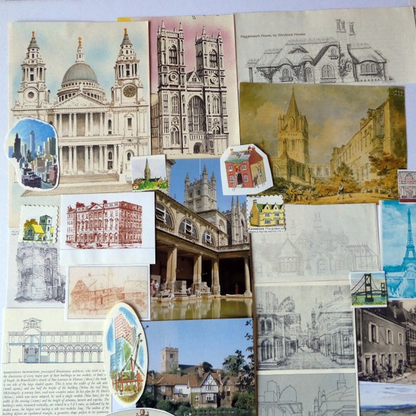 50 architecture paper clippings, buildings paper cuts
