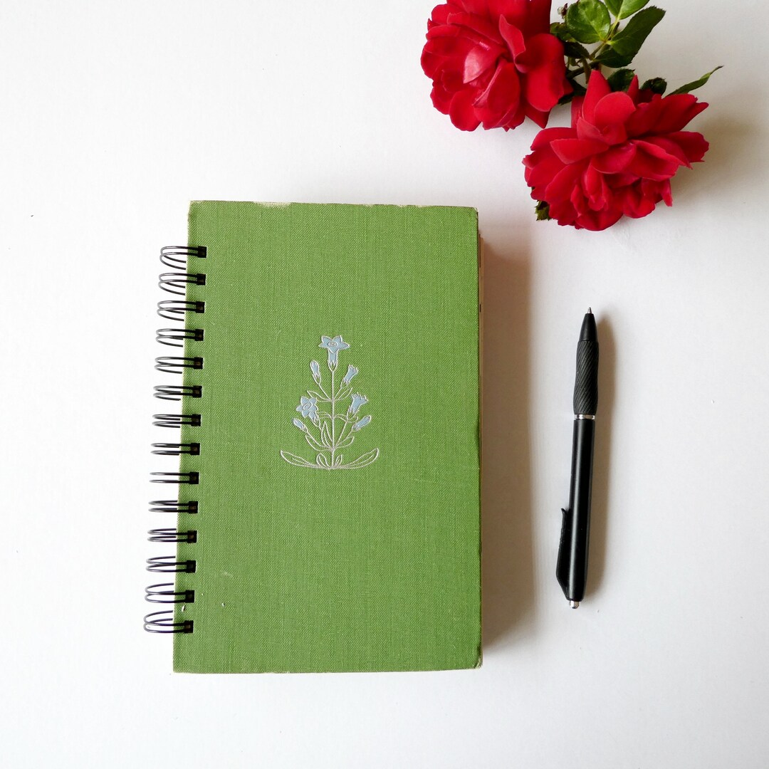 Botanical Vintage Book Journal, Medium Spiral Notebook Etsy