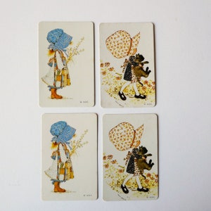 4 vintage playing cards Holly Hobbie, vintage swap cards