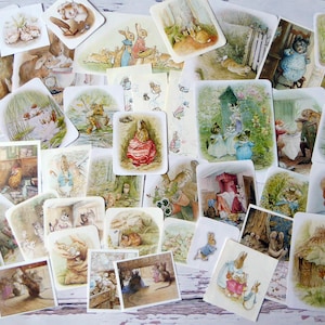 May include: A collection of vintage-style illustrations featuring rabbits, squirrels, and other woodland creatures. The illustrations are printed on white cardstock and are perfect for scrapbooking, card making, or other craft projects.