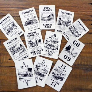 12 vintage 1937 Touring game playing cards, vintage swap cards