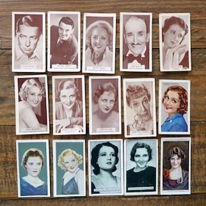 15 vintage film stars cigarette cards