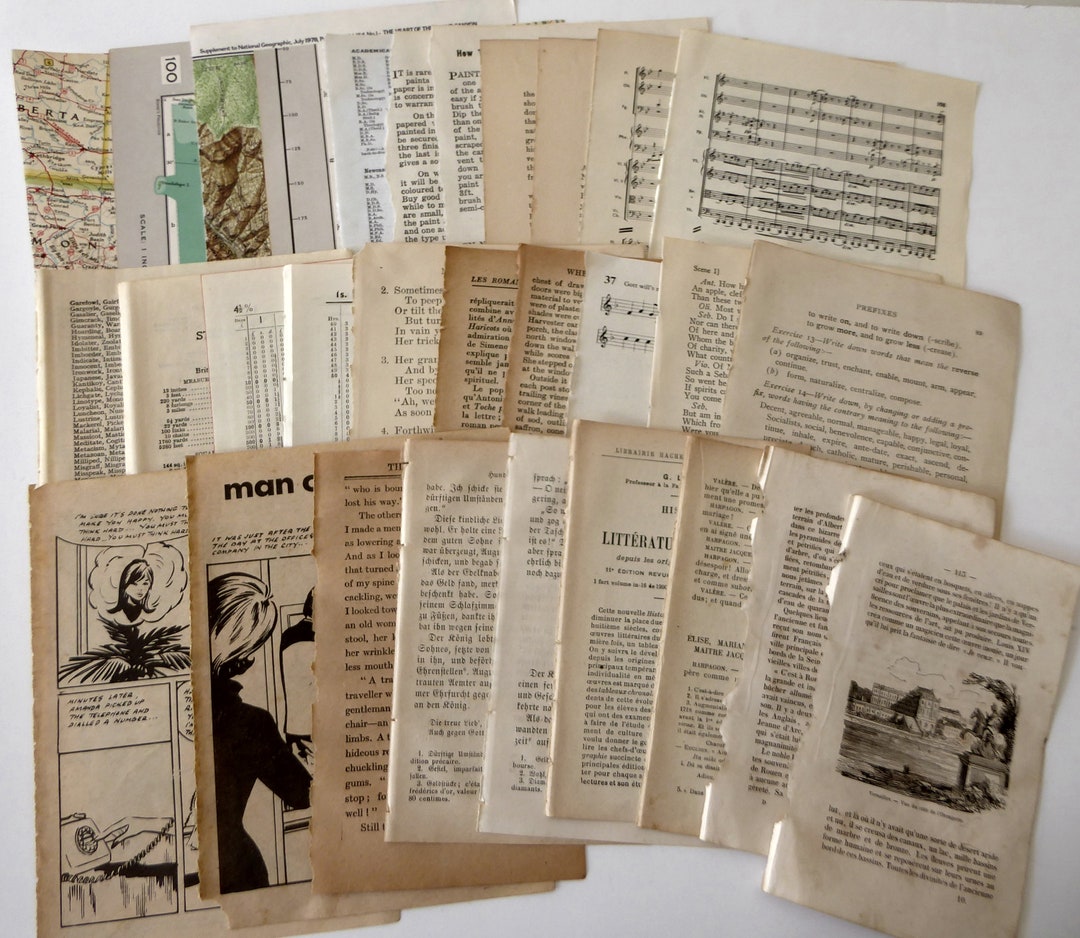 30 Pages Vintage Paper Pack, Small Book Pages - Etsy