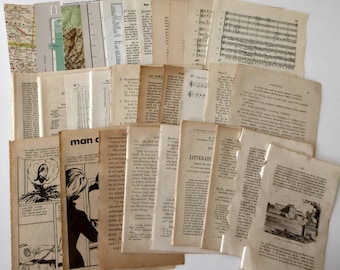 30 pages vintage paper pack, small book pages
