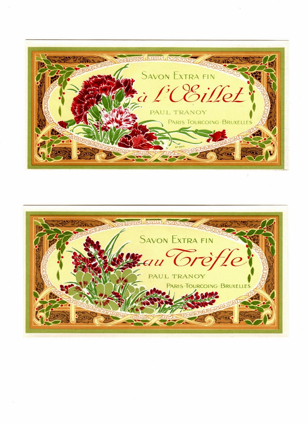 Vintage French Soap Label, Carnation and Clover Etsy Australia