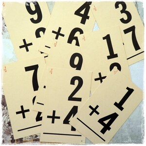 8 vintage addition flash cards, journal ephemera