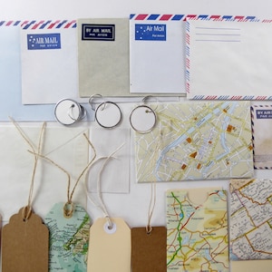 20 travel tags and envelopes, mixed travel theme