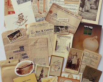 Neutral vintage ephemera pack 40 pieces