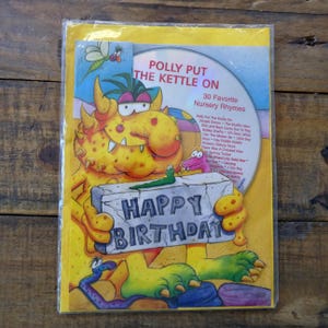 Vintage birthday card with nursery rhymes CD, unused happy birthday card